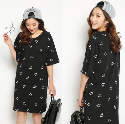 韓版新款孕婦裝 春夏季印花長款T恤裙，舒適與時尚的完美融合